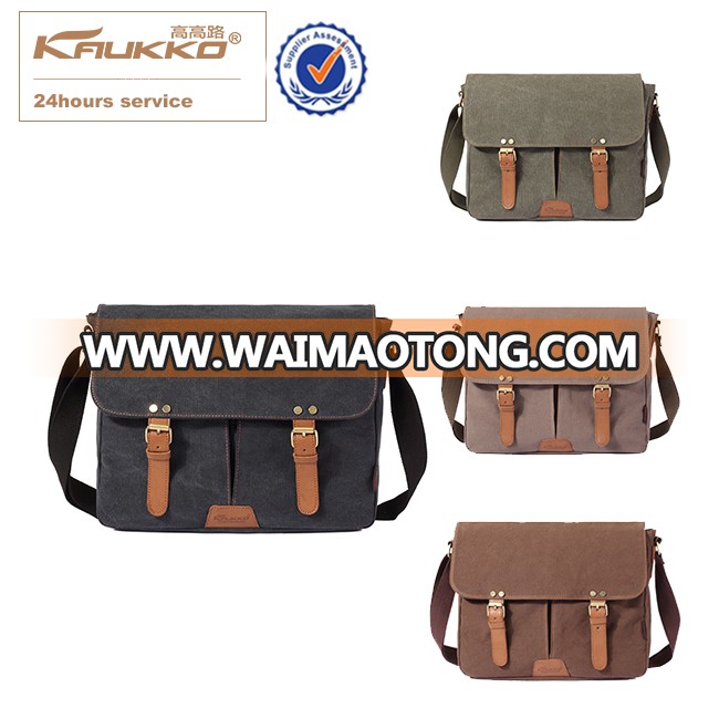 KAUKKO Vintage Men Messenger Bag Canvas Crossbody Shoulder Bags Laptop Briefcase