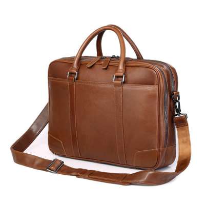 Vintage Brown Leather Tote Bag Laptop Briefcase for Mens