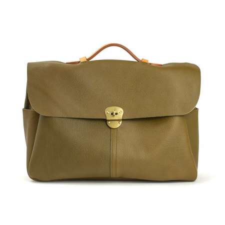 Newest Olive Color Leather Messenger Laptop Bag Men Briefcase